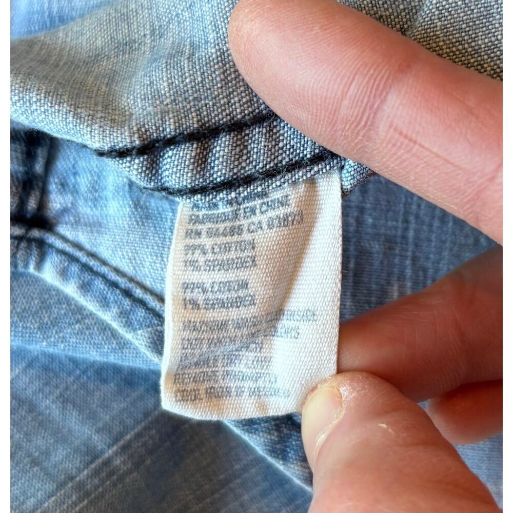 American Eagle Y2K Western Denim Shirt Pearl Snaps Chambray Blue Women’s Small - Picture 6 of 10